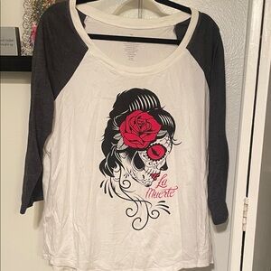 Torrid La Muerte Skull Graphic Raglan Tee